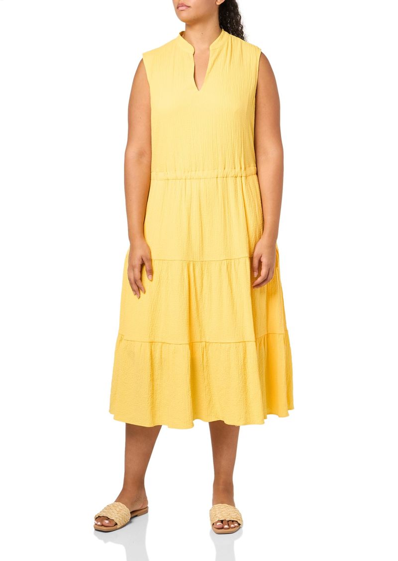 Anne Klein Women's Plus Size Sleeveless Tiered MIDI Dress