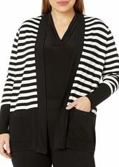 Anne Klein Women's Plus Size Striped Malibu Cardigan