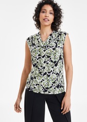 Anne Klein Women's Printed Cowl-Neck Tank Top - Anne Black/Leaf