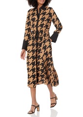 Anne Klein Women's Printed Drawstring Shirtdress Stone SW