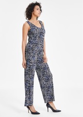 Anne Klein Women's Printed High Rise Pull-On Pants - Blue Jay/Anne Black