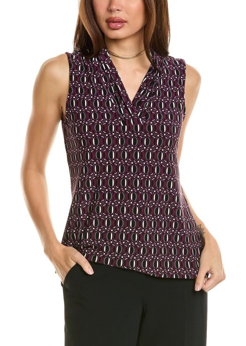 Anne Klein Women's Printed ITY Triple Pleat TOP