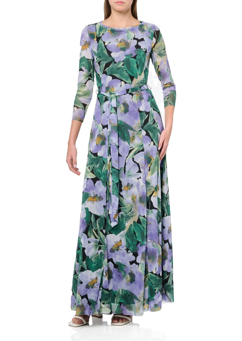 Anne Klein Women's Printed MESH 3/4 SLV Maxi Dress