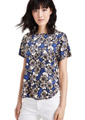 Anne Klein Women's Printed Short-Sleeve Blouse - Bay Leaf/Anne Black