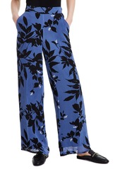 Anne Klein Women's Printed Wide-Leg Pull-On Pants - Blue Jay/Anne Black