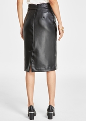 Anne Klein Women's Pull-On Faux Leather Skimmer Skirt - Anne Black