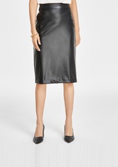 Anne Klein Women's Pull-On Faux Leather Skimmer Skirt - Anne Black