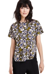 Anne Klein Women's Pull-On Floral Short-Sleeve Top - Bay Leaf/Anne Black