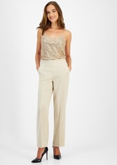 Anne Klein Petite Pull-On Slash-Pocket Wide-Leg Pants - Pine Forest