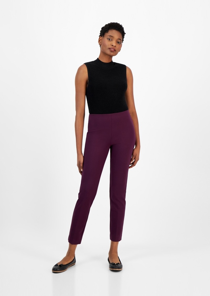 Anne Klein Women's Pull-On Hollywood-Waist Ankle Pants - Deep Plum