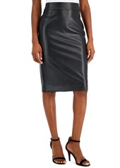 Anne Klein Women's Pull-On Faux Leather Skimmer Skirt - Anne Black