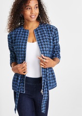 Anne Klein Women's Quilted Herringbone Tie-Waist Jacket - Medium Wash