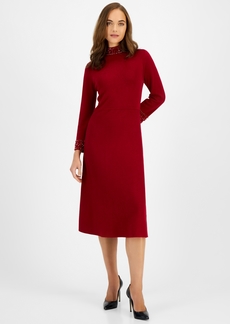 Anne Klein Women's Rhinestone-Embellished Sweater Dress - Titian Red