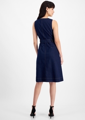 Anne Klein Women's Scoop-Neck Button-Front A-Line Dress - Metropolitan