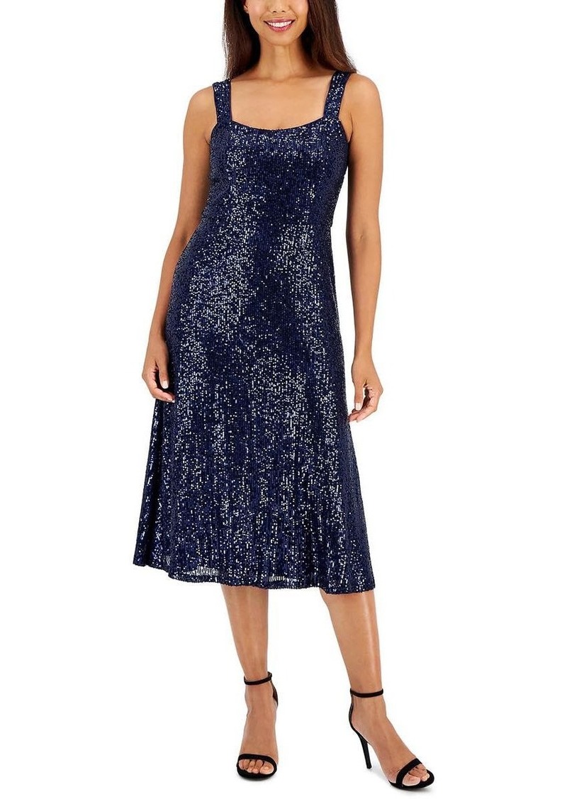 Anne Klein Women's Scooped Neck Sequin MIDI Dress