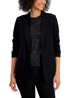 Anne Klein Women's Scrunch-Sleeve Open Blazer - Anne Black