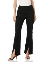 Anne Klein Women's Seamed HIGH Rise Fly Front PKT Boot Cut Denim Pant Black Shadow WASH