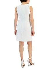 Anne Klein Women's Sequin-Front Sleeveless Shift Dress - Anne White/Cape Blue
