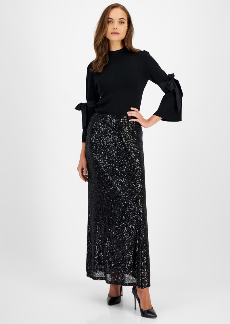 Anne Klein Women's Sequin Maxi Skirt - Anne Black