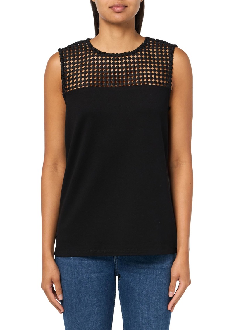 Anne Klein Women's Serenity Knit LACE Yoke Tank