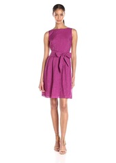 Anne Klein Women's Sheer Gingham Organza Fit and Flare Dress