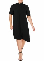 Anne Klein Women's Short Sleeve Asymmetrical Drape Front Dress