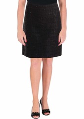 Anne Klein Women's Side Zipper Tweed Midi Skirt