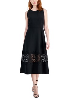 Anne Klein Women's Sleeveless Lace-Inset Midi Dress - Anne Black