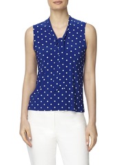 Anne Klein Women's Sleeveless TIE Front Knit TOP Magritte Blue/NYC White L