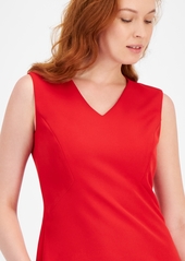 Anne Klein Women's Sleeveless V-Neck Sheath Dress - Bright Crimson