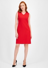 Anne Klein Women's Sleeveless V-Neck Sheath Dress - Bright Crimson