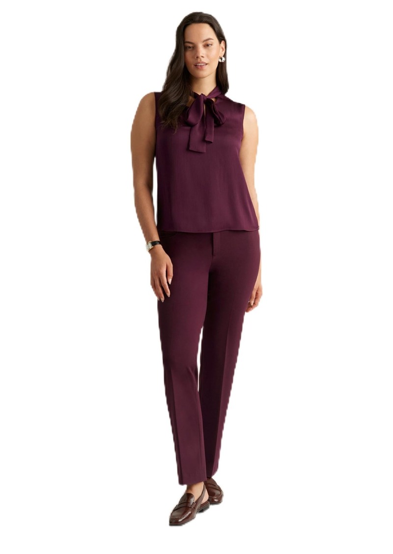 Anne Klein Women's SLVLESS TIE NK Blouse DEEP Plum