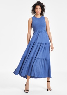 Anne Klein Women's Smocked Bodice Maxi Dress - Blue Jay