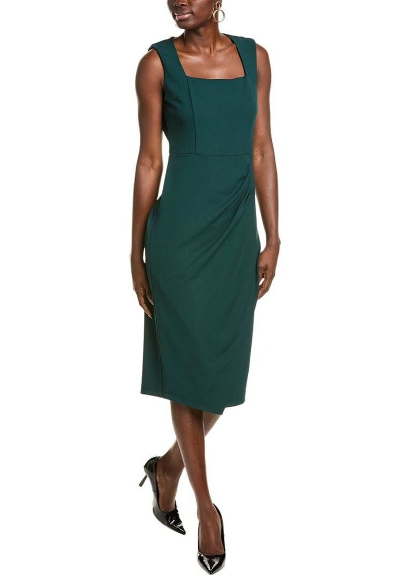 Anne Klein Women's Square Neck Faux WRAP Dress DEEP Evergreen