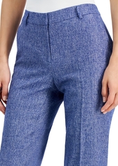 Anne Klein Women's Linen-Blend Straight Ankle Pants - Shore Blue