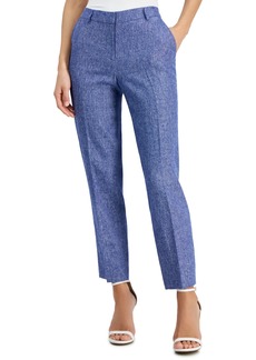Anne Klein Women's Linen-Blend Straight Ankle Pants - Shore Blue