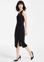 Anne Klein Women's Surplice-Neck Midi Dress - Anne Black