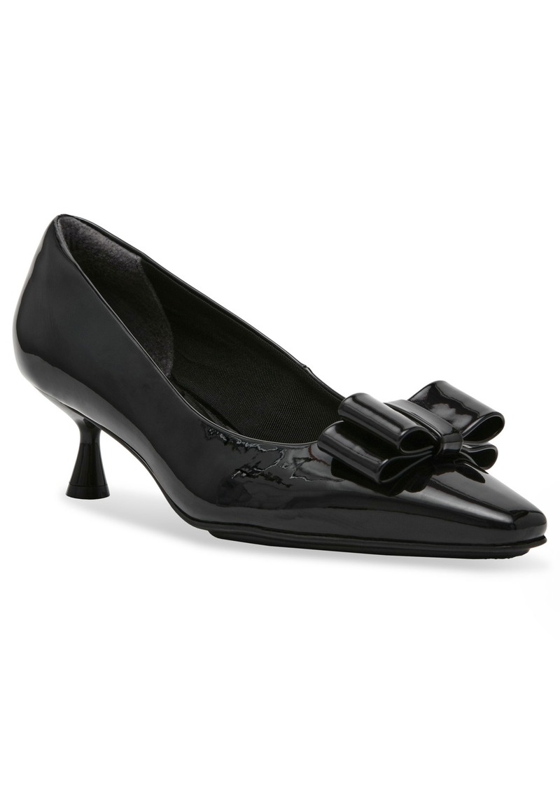 Anne Klein Women's Theresa Bow Kitten Heel Dress Pumps - Black Patent