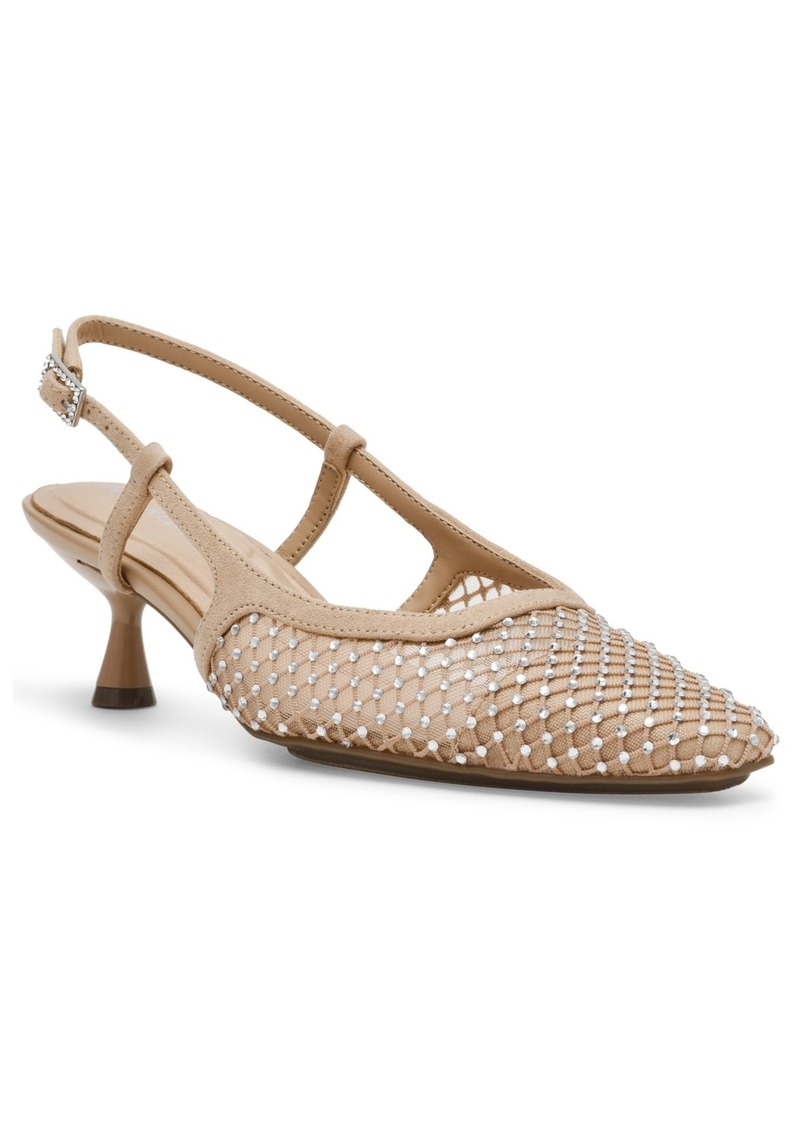 Anne Klein Women's Thia Rhinestone Mesh Slingback Pumps - Nude Crystal