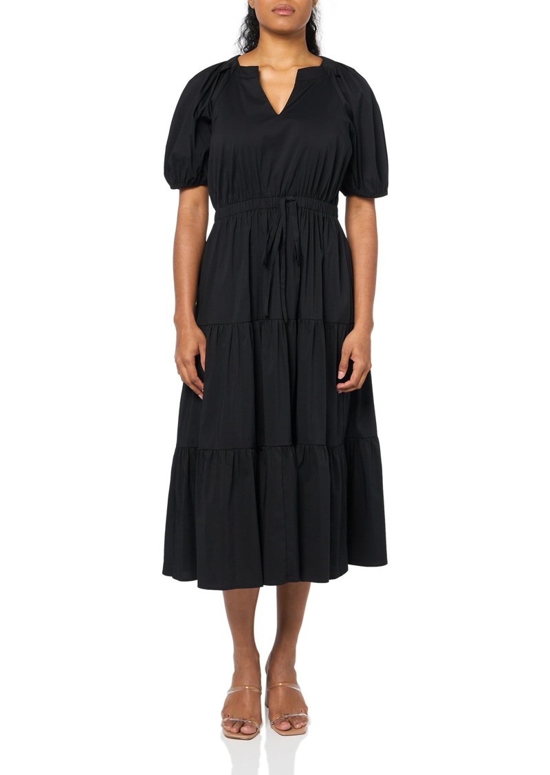 Anne Klein Women's Tiered Puff Sleeve MIDI Dress