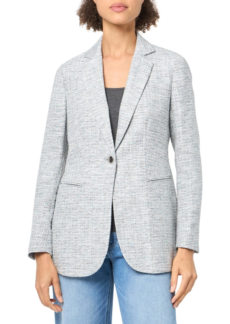 Anne Klein Women's Tweed ONE Bttn Notch Collar Jacket CAS Roy/Grey