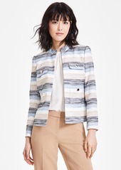 Anne Klein Women's Tweed Striped Jacket - Light Coffee