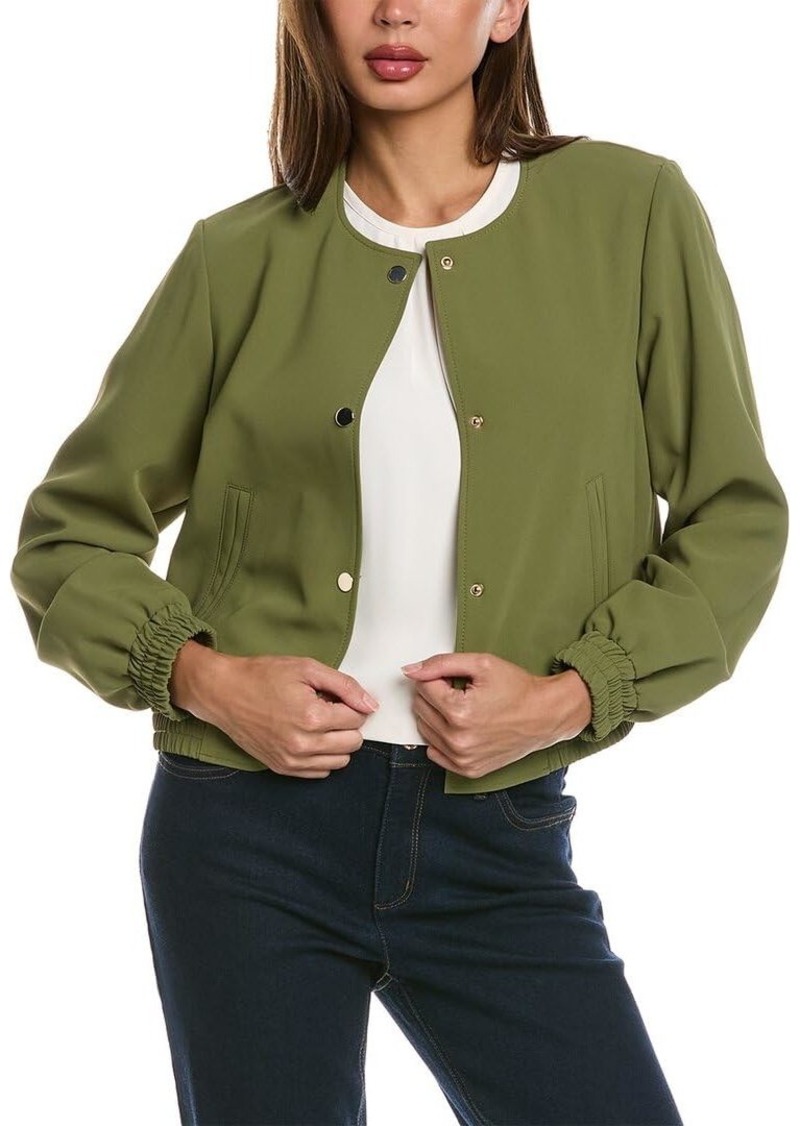 Anne Klein Women's Twill Collarless Bomber Jacket