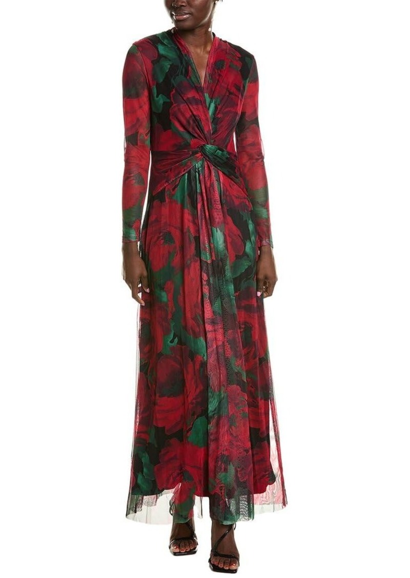 Anne Klein Women's Twist Front Maxi Dress Titian RED Multi