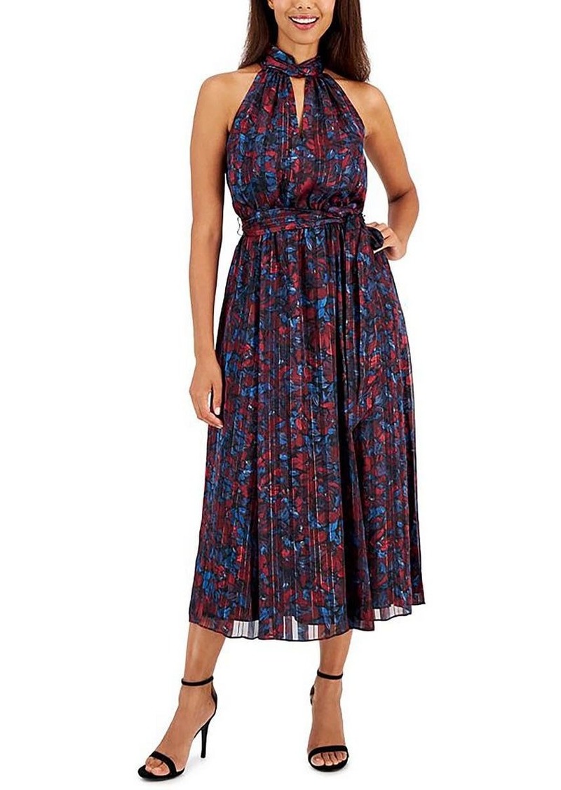 Anne Klein Women's Twist Neck Printed Halter MIDI Dress