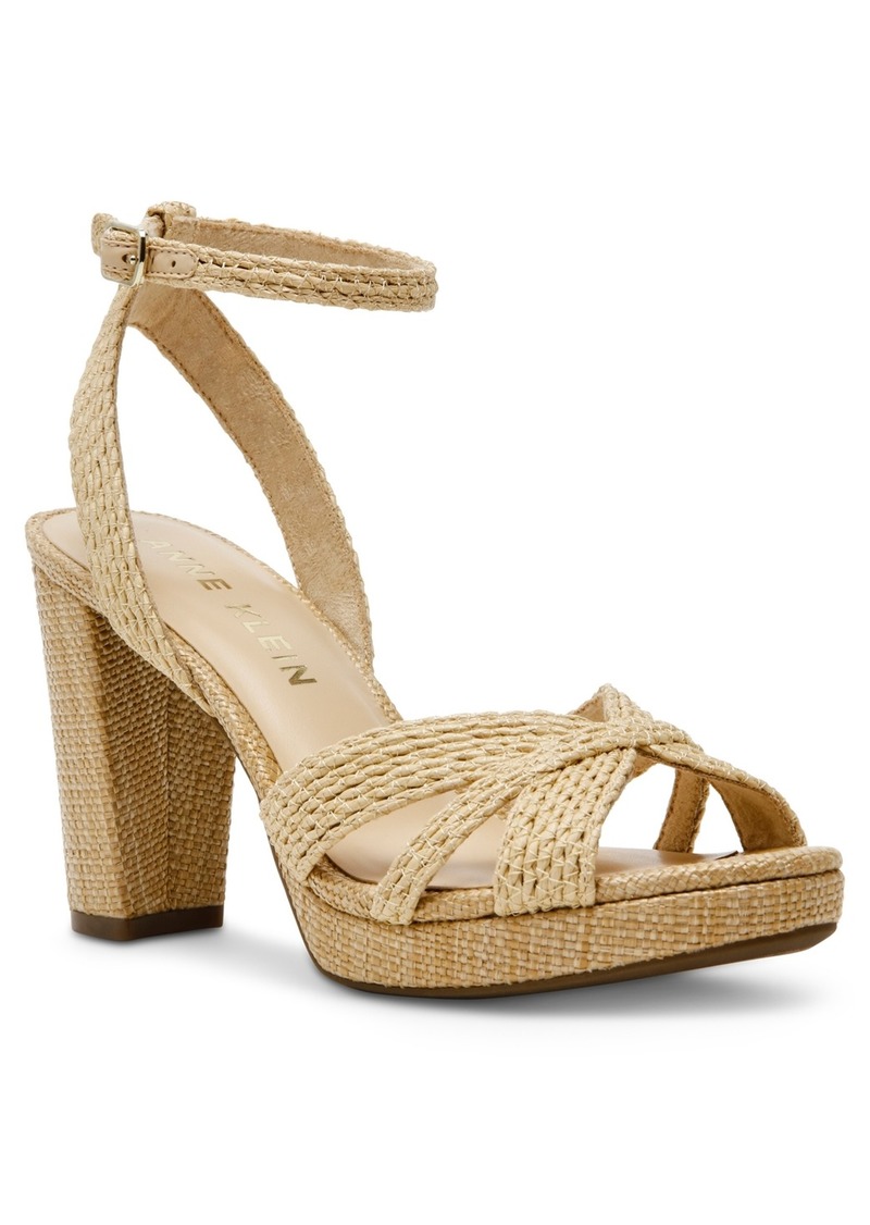 Anne Klein Women's Verve Block Heel Dress Sandals - Raffia