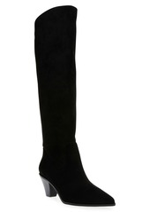 Anne Klein Women's Ware Pointed Toe Knee High Boots - Black Microsuede