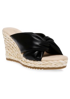 Anne Klein Women's Weslie Slide On Espadrille Wedge Sandals - Black Smooth