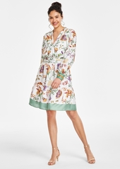 Anne Klein Women's Floral-Print Fit & Flare Dress - Ivory Shell