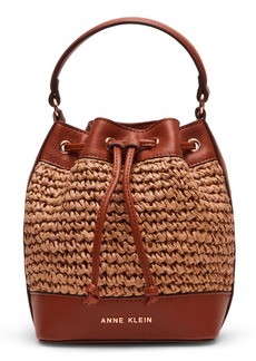 Anne Klein Woven Straw Bucket Bag in Saddle at Nordstrom Rack